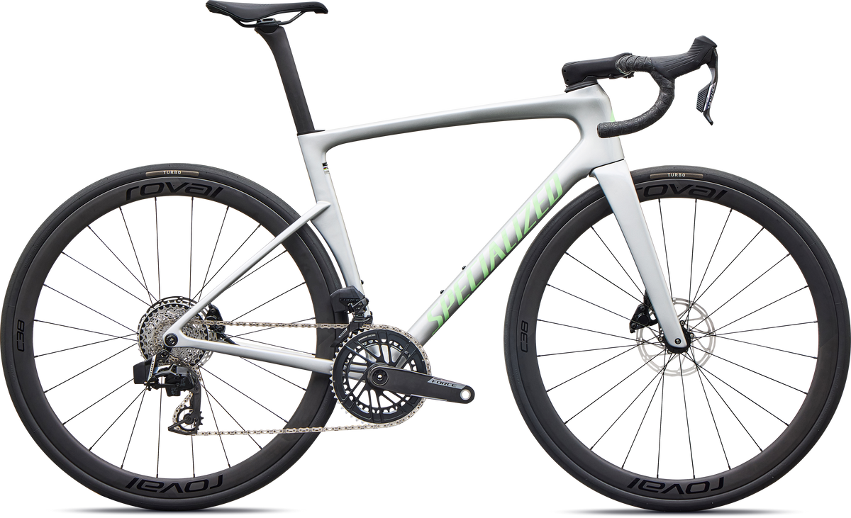 Specialized Tarmac SL9 Expert AXS – Gloss Silver Dust / Powder Lime