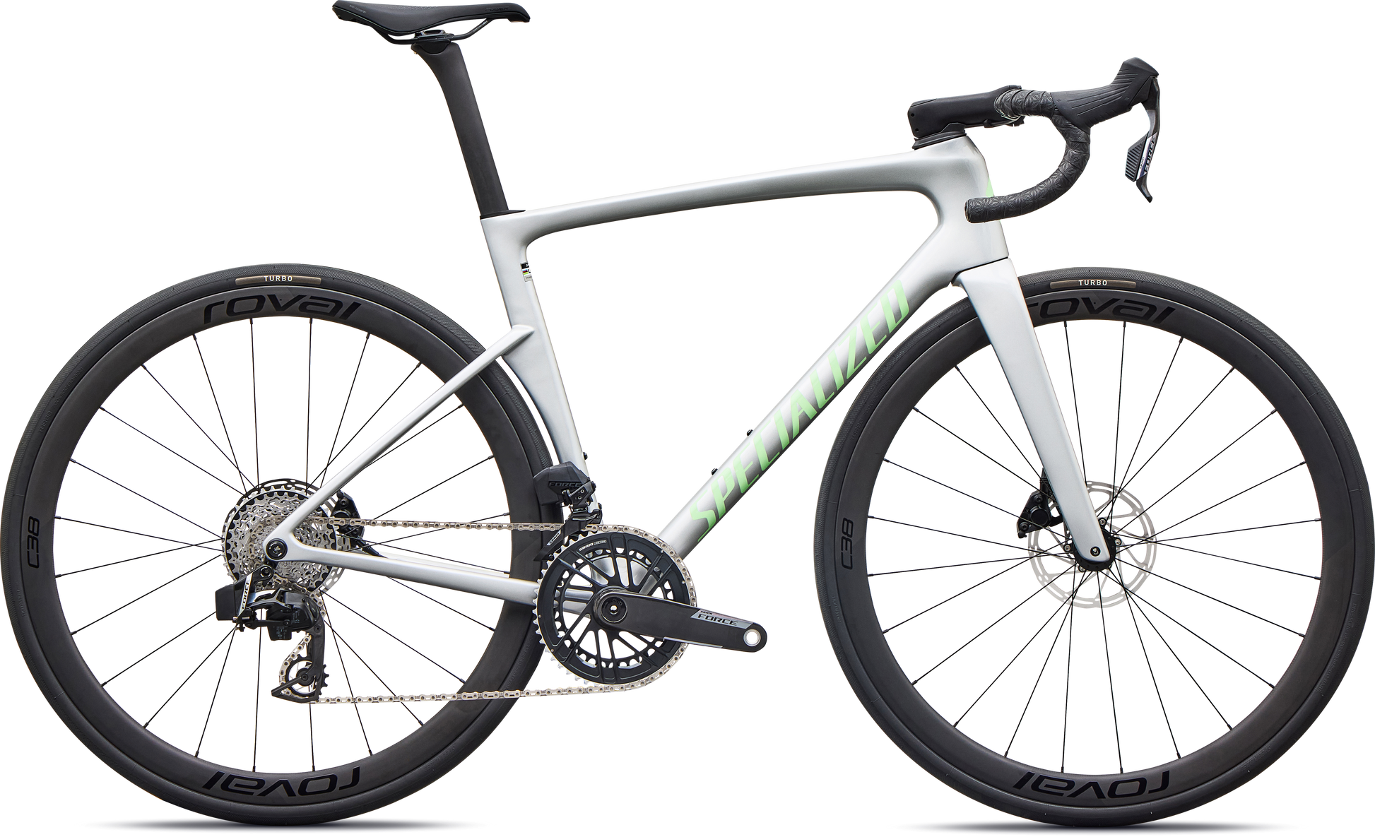 Specialized Tarmac SL9 Expert AXS – Gloss Silver Dust / Powder Lime
