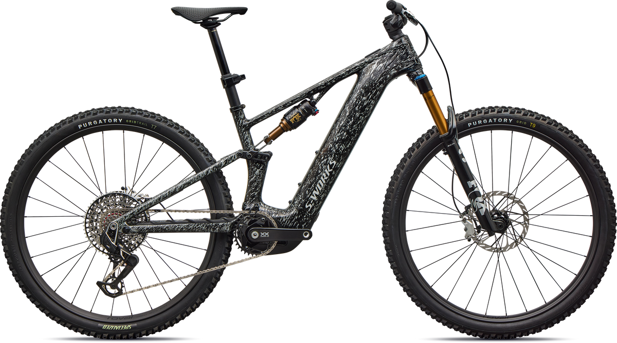 Specialized S-Works Turbo Levo R – Gloss Shadow Silver Blended Speckle Over Carbon / Silver Dust